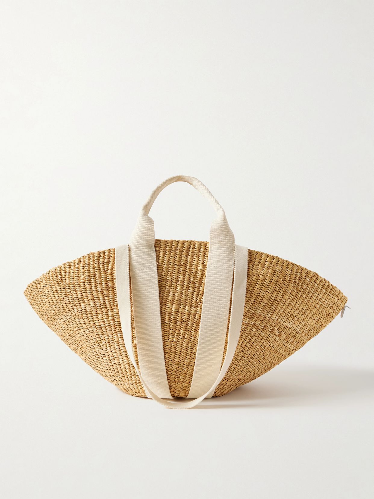Sophie canvas-trimmed woven straw tote