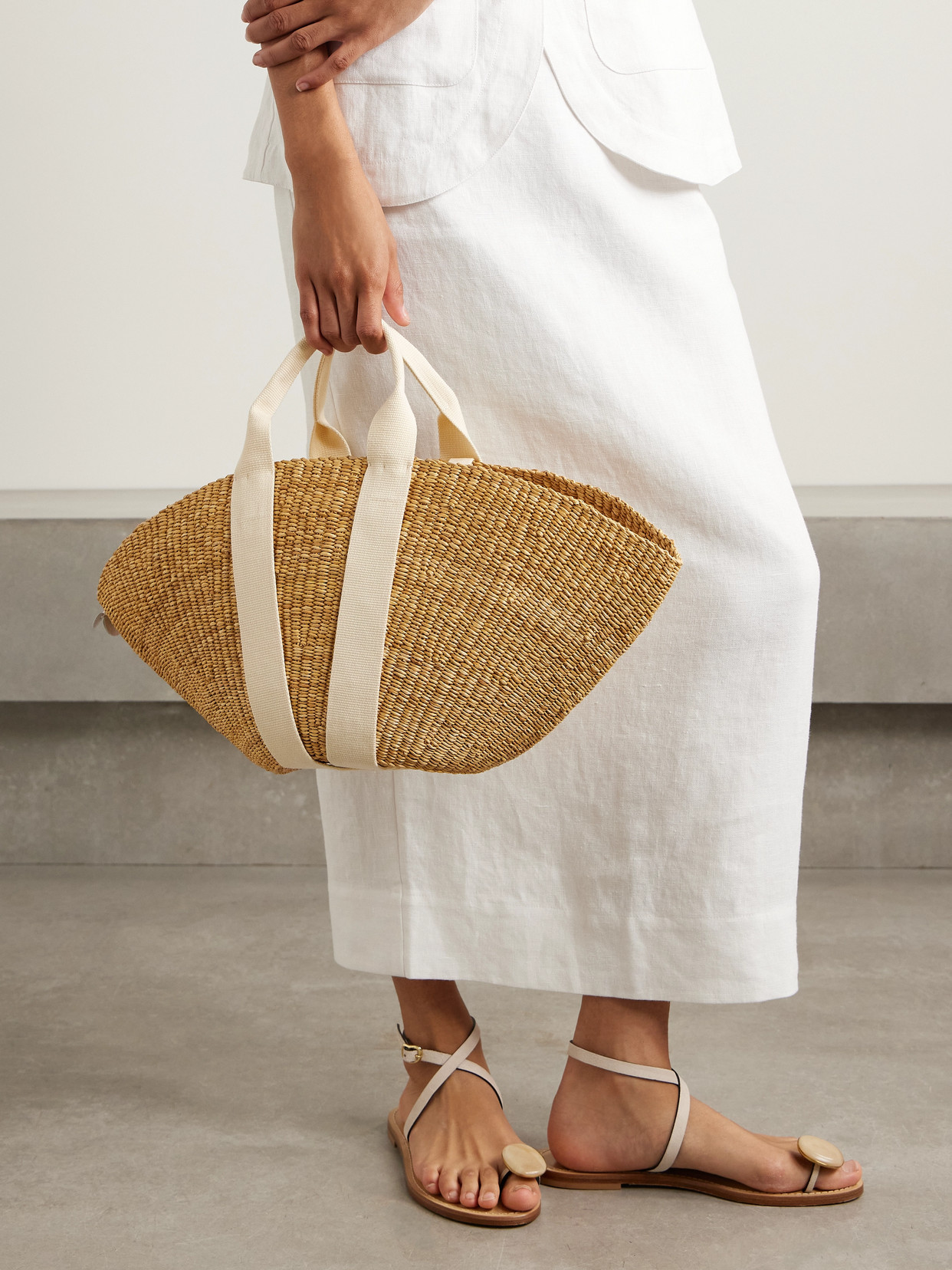Muuñ - Sophie Canvas-Trimmed Woven Straw Tote
