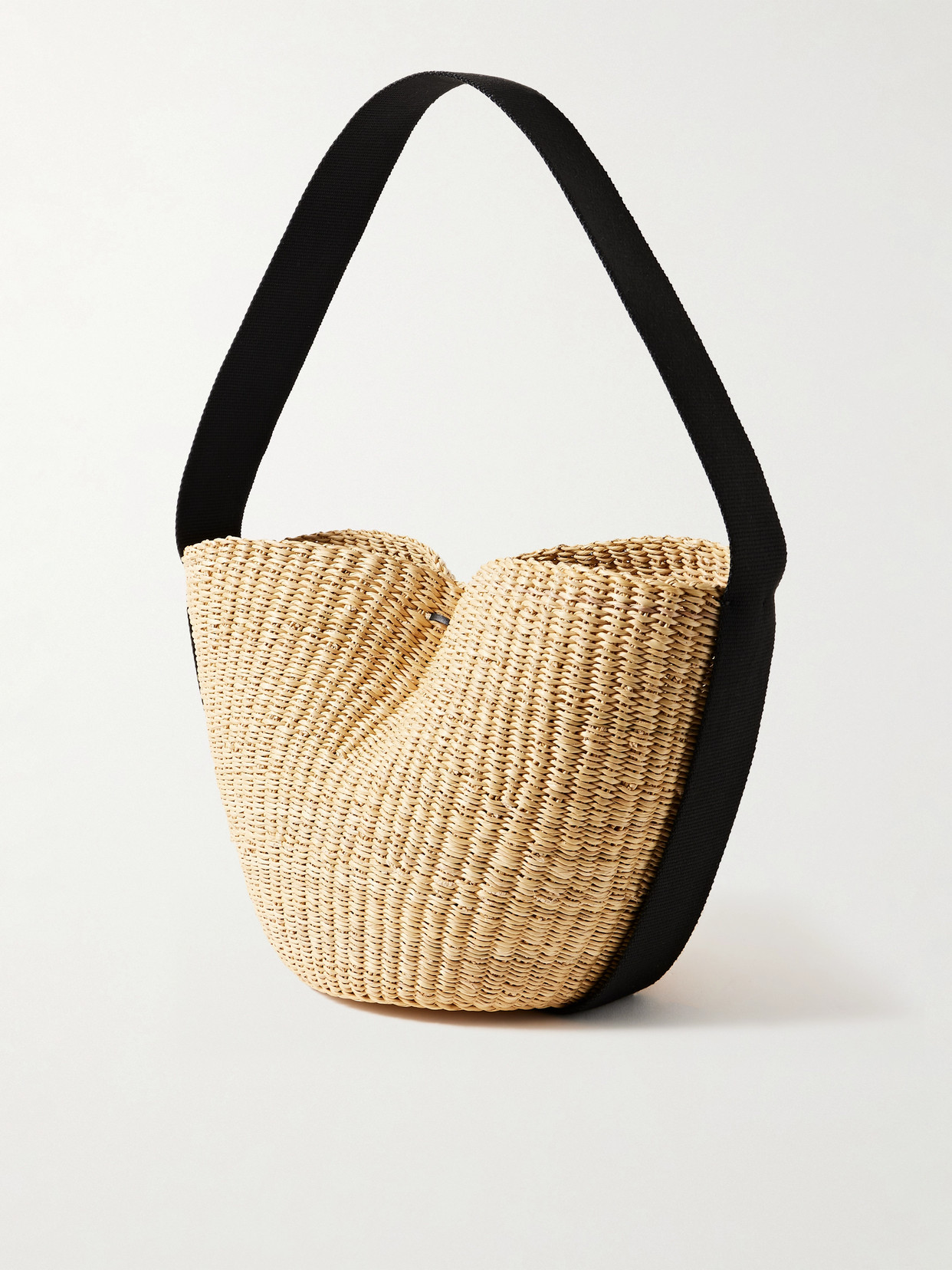 Muuñ - Orbi Cotton Canvas-Trimmed Woven Straw Shoulder Bag