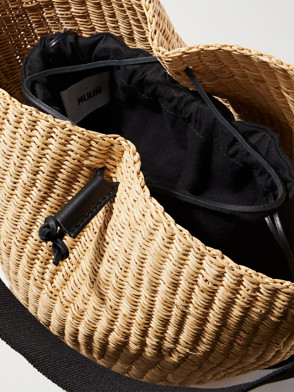 Muuñ - Orbi Cotton Canvas-Trimmed Woven Straw Shoulder Bag