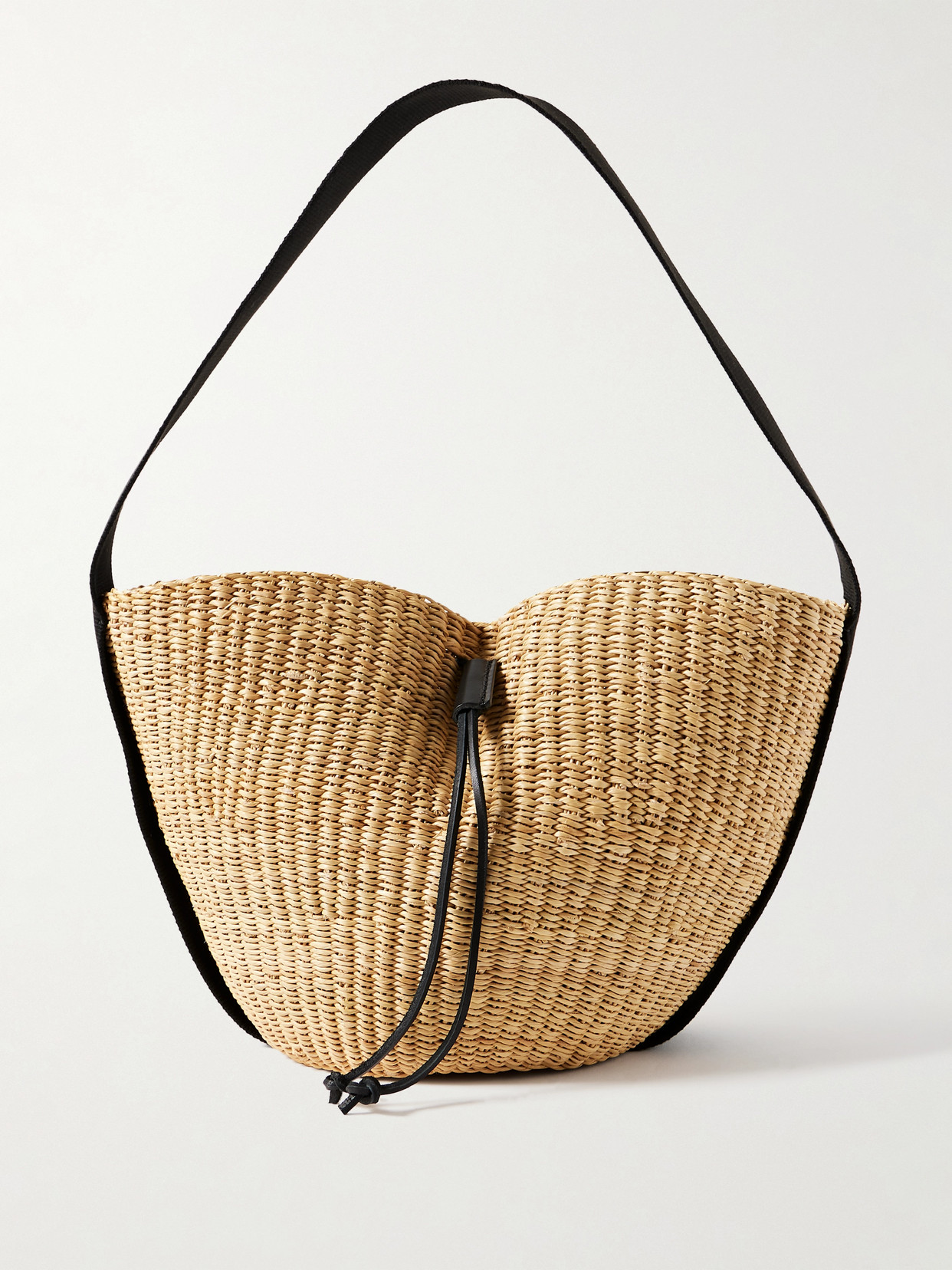 Muun Orbi Cotton Canvas-trimmed Woven Straw Shoulder Bag