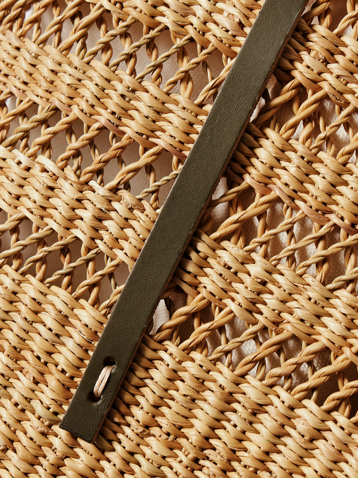 Muun Bicro M Leather-trimmed Woven Straw Tote