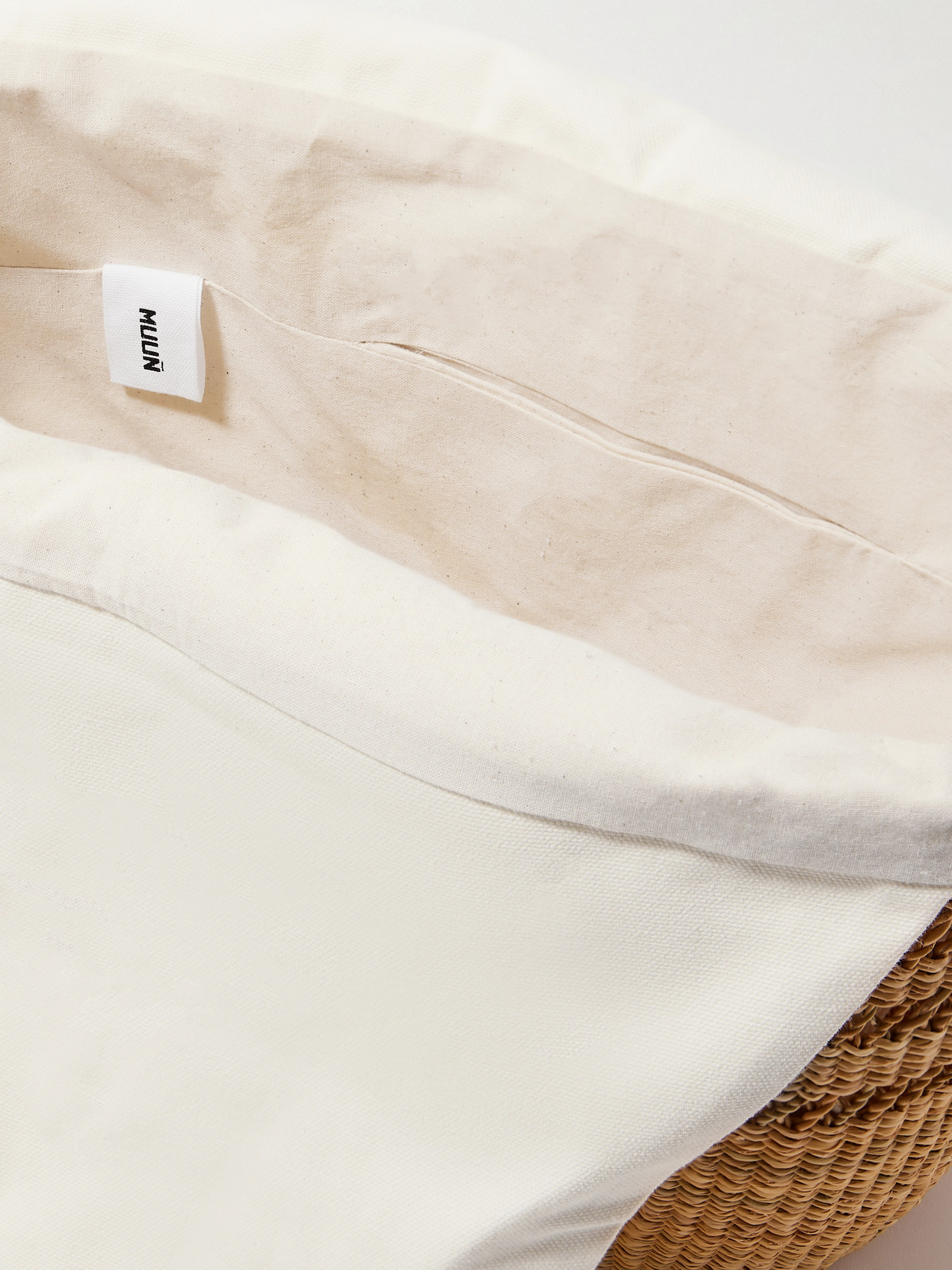 Muun Bicro M Leather-trimmed Woven Straw Tote