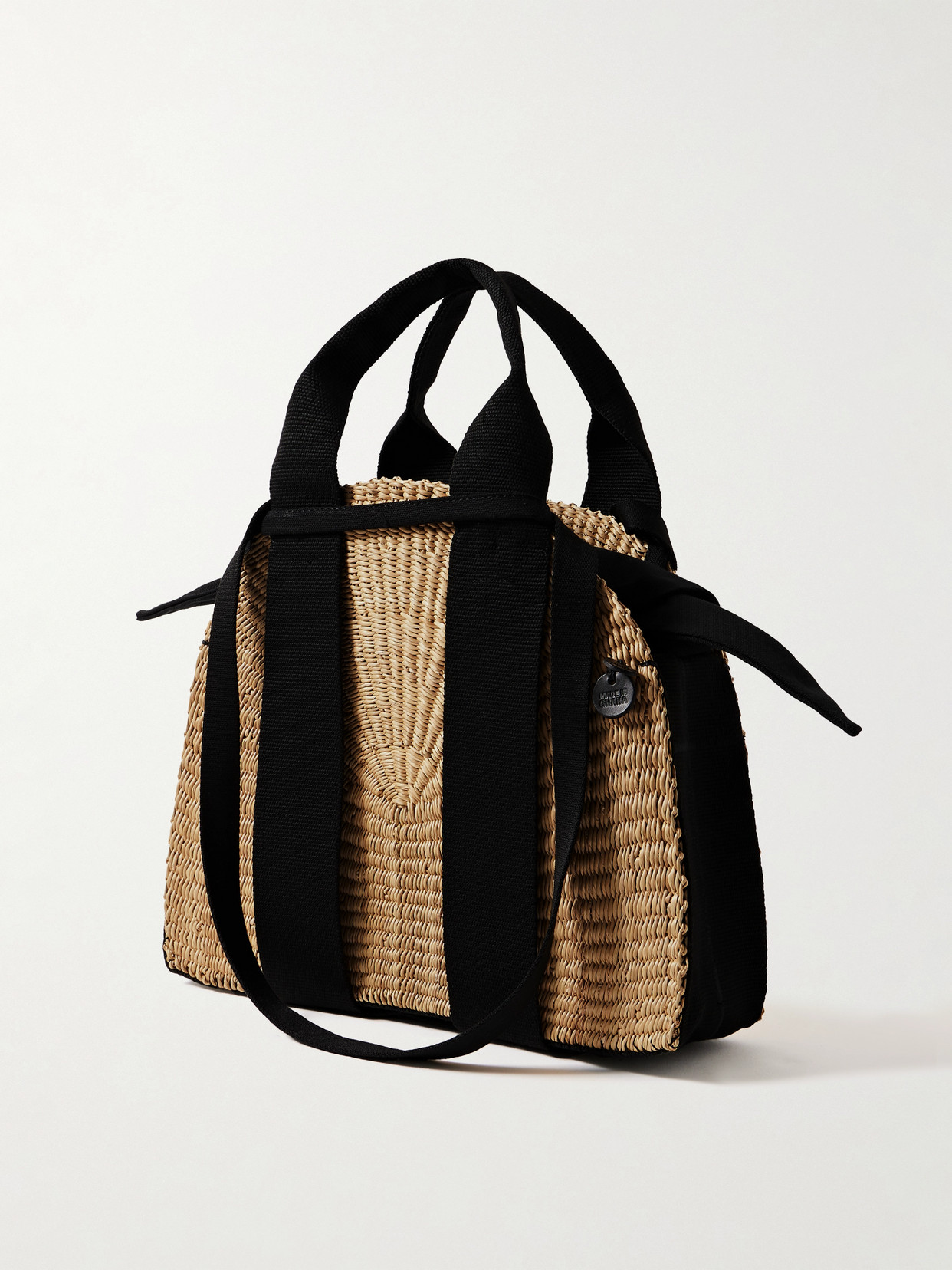 Muuñ - Mina Mini Canvas-Trimmed Woven Straw Tote