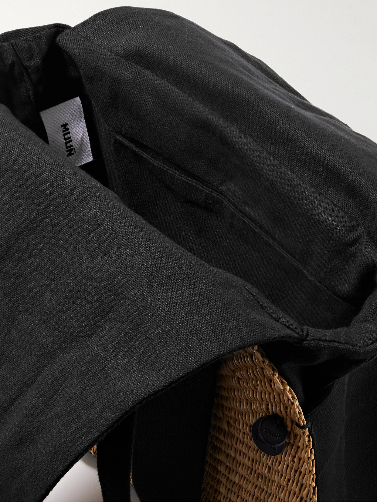 Muuñ - Mina Mini Canvas-Trimmed Woven Straw Tote