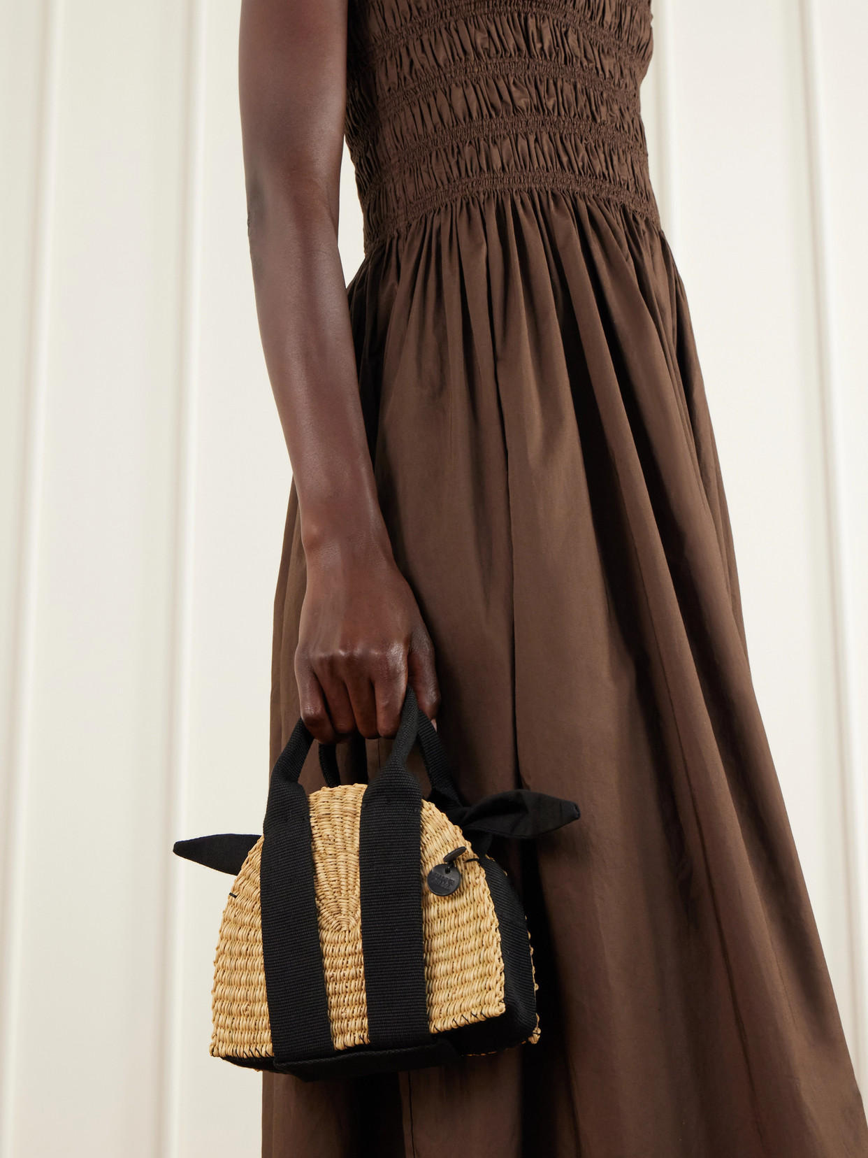 Muuñ - Mina Mini Canvas-Trimmed Woven Straw Tote