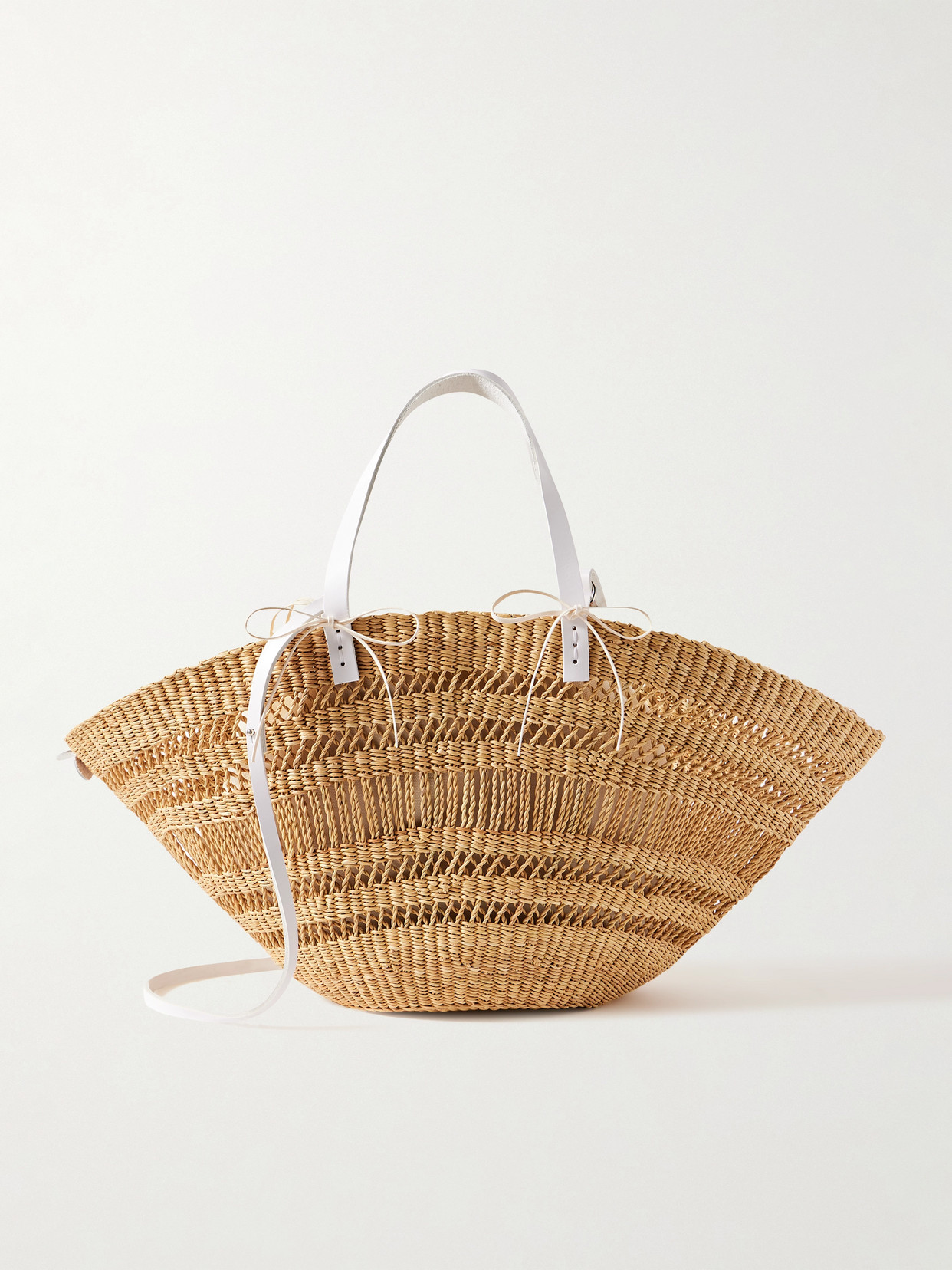 Muun Colette Leather-trimmed Straw Tote