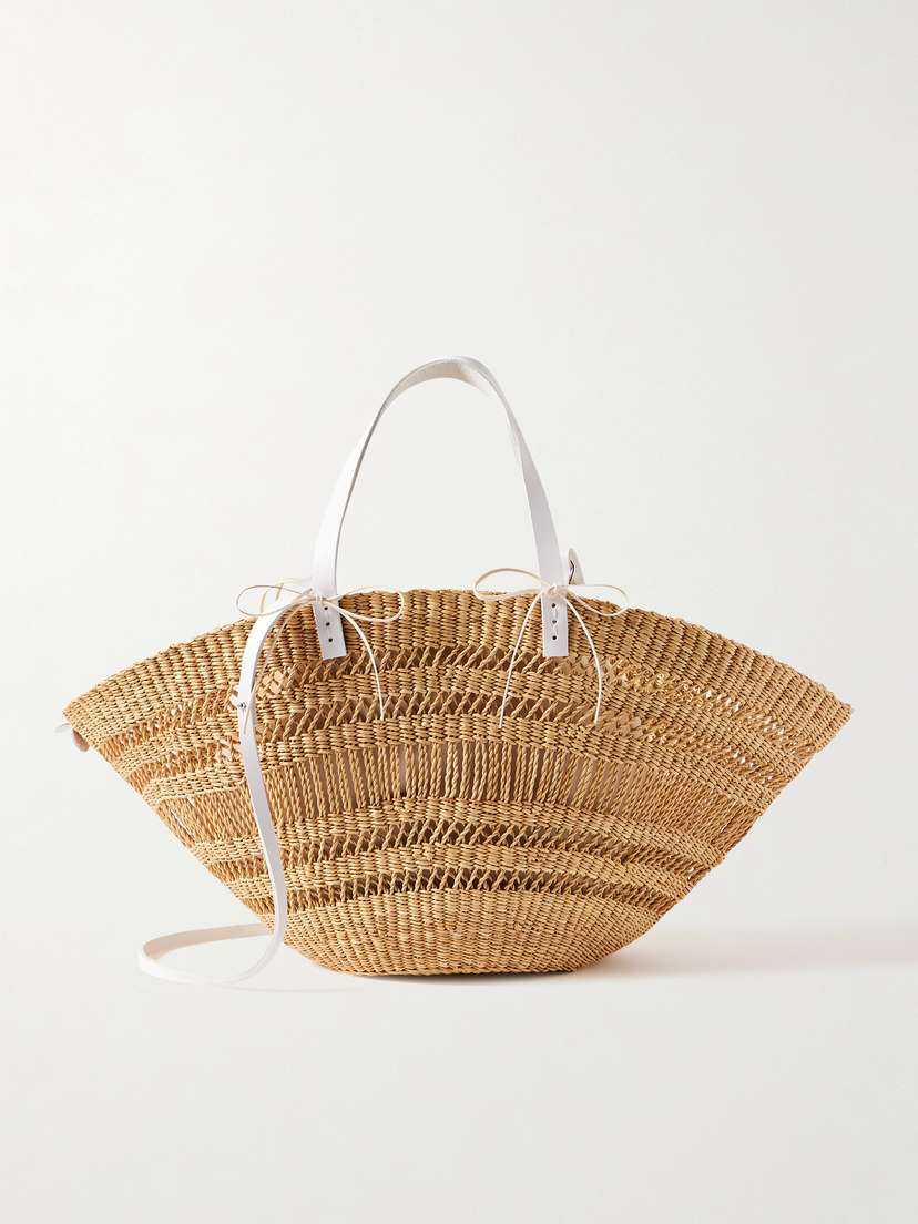 MUUÑ Colette Leather-trimmed Straw Tote