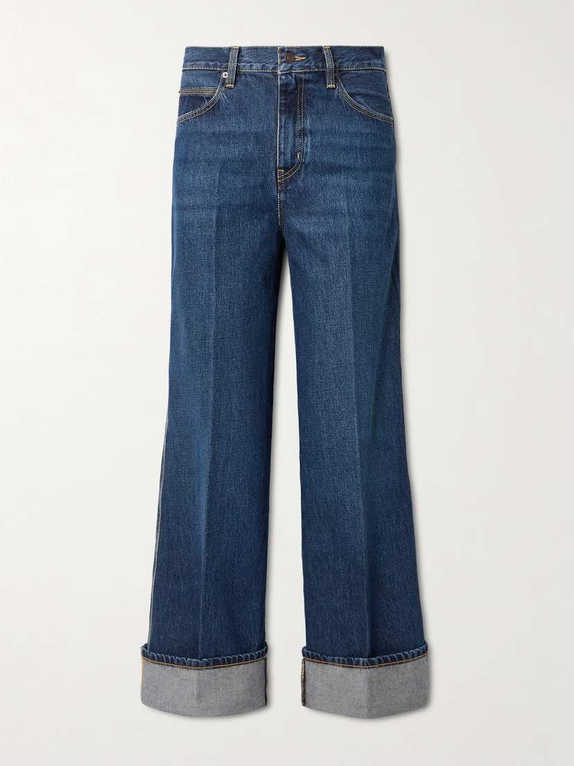 Frame The Cuffed Wide Mid-rise Wide-leg Jeans