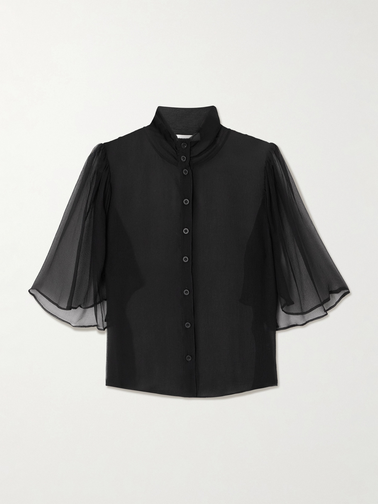 Frame Flutter Silk-chiffon Blouse In Black