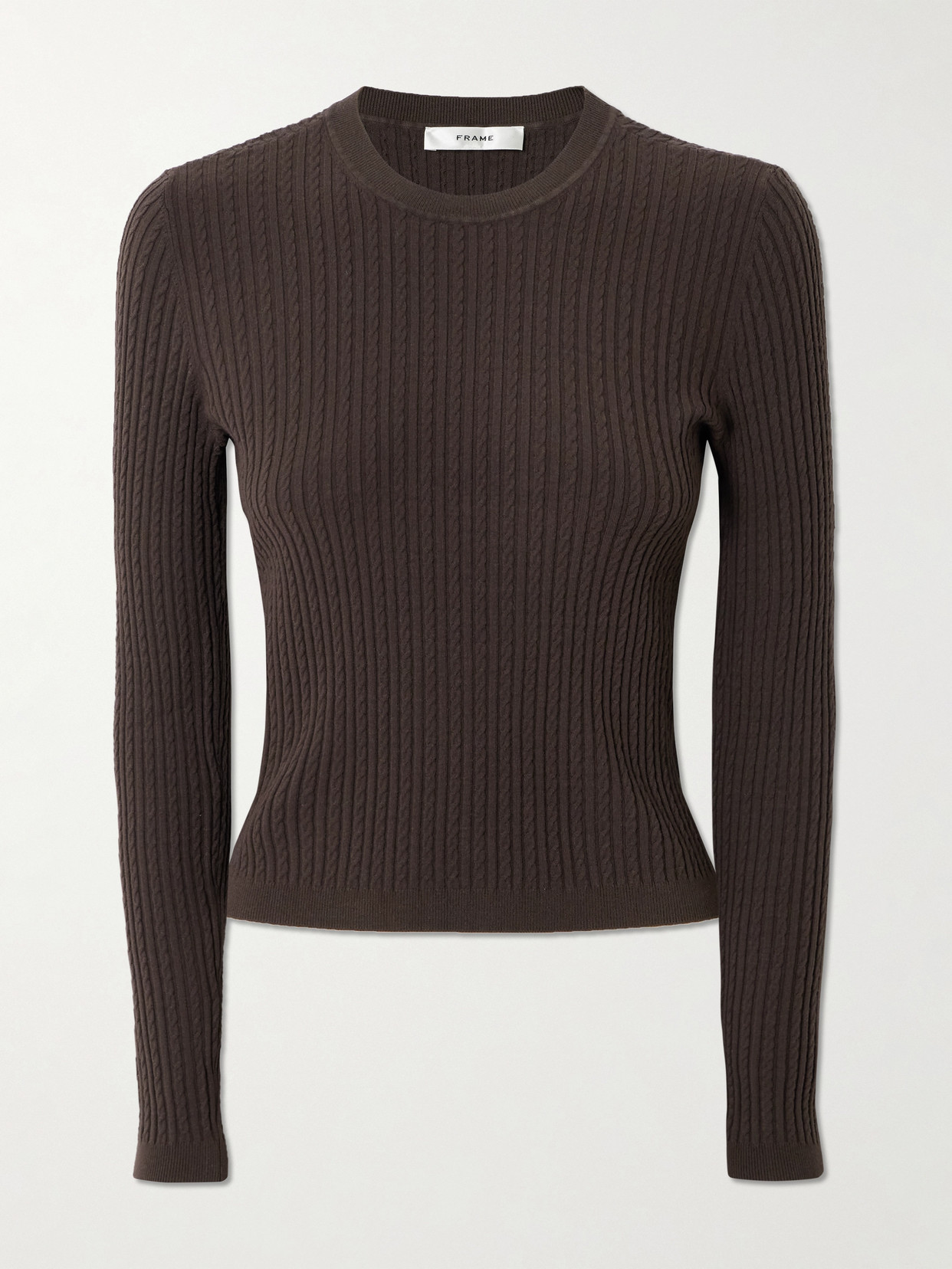 Frame Cable-knit Sweater In Brown