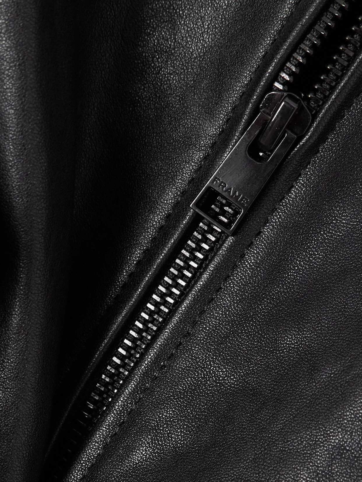 Frame The Harrington Leather Jacket In Black