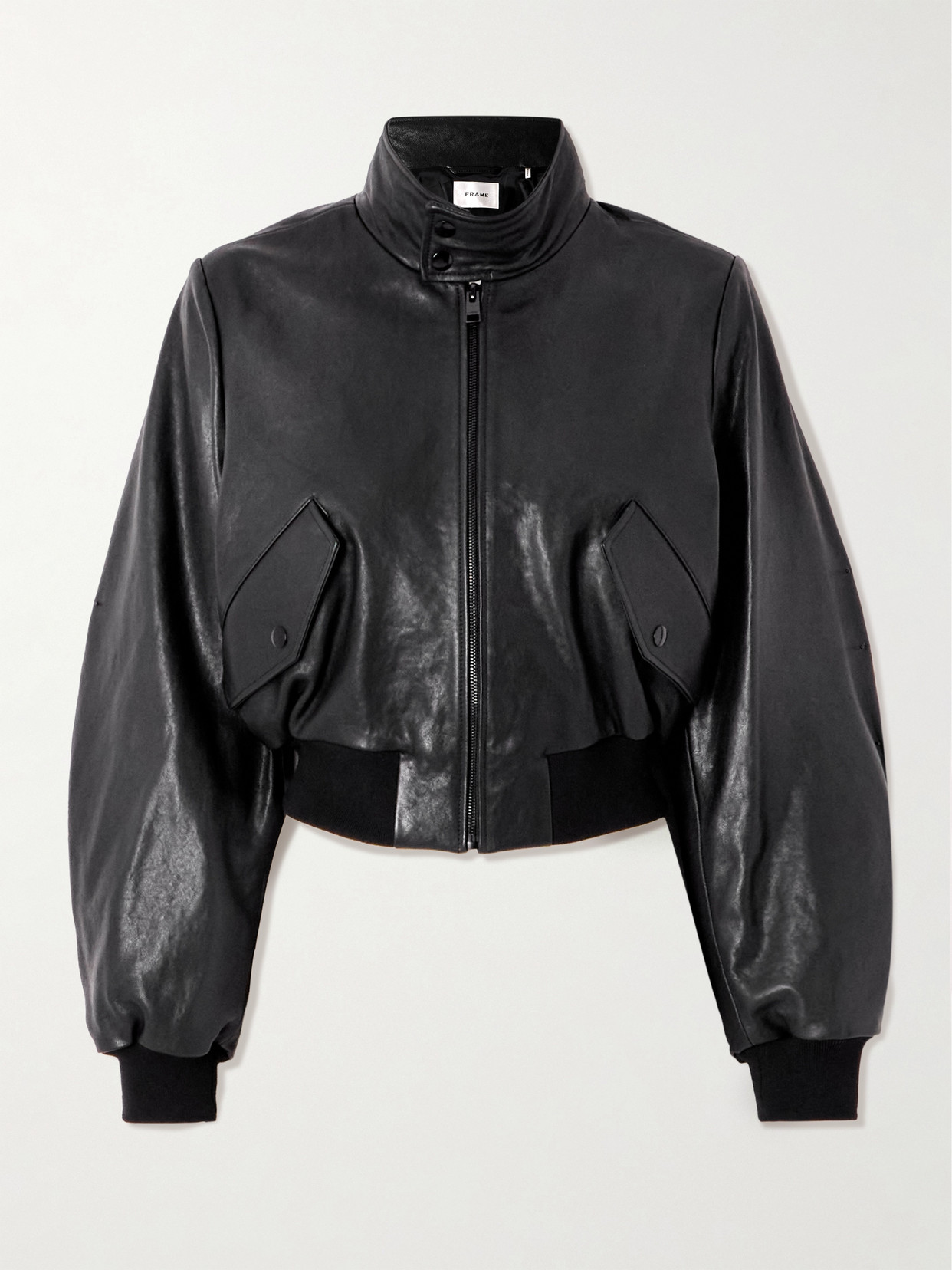 Frame The Harrington Leather Jacket In Black