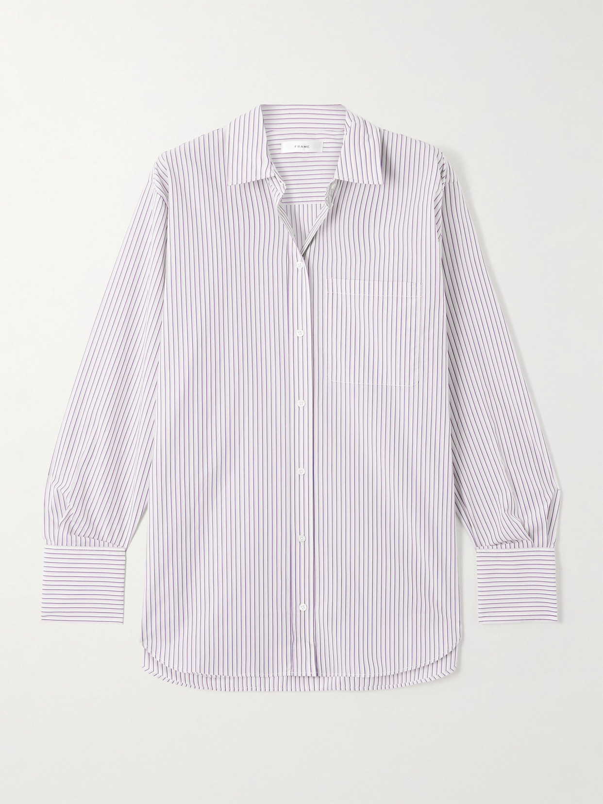 Frame Striped Cotton-poplin Shirt In White