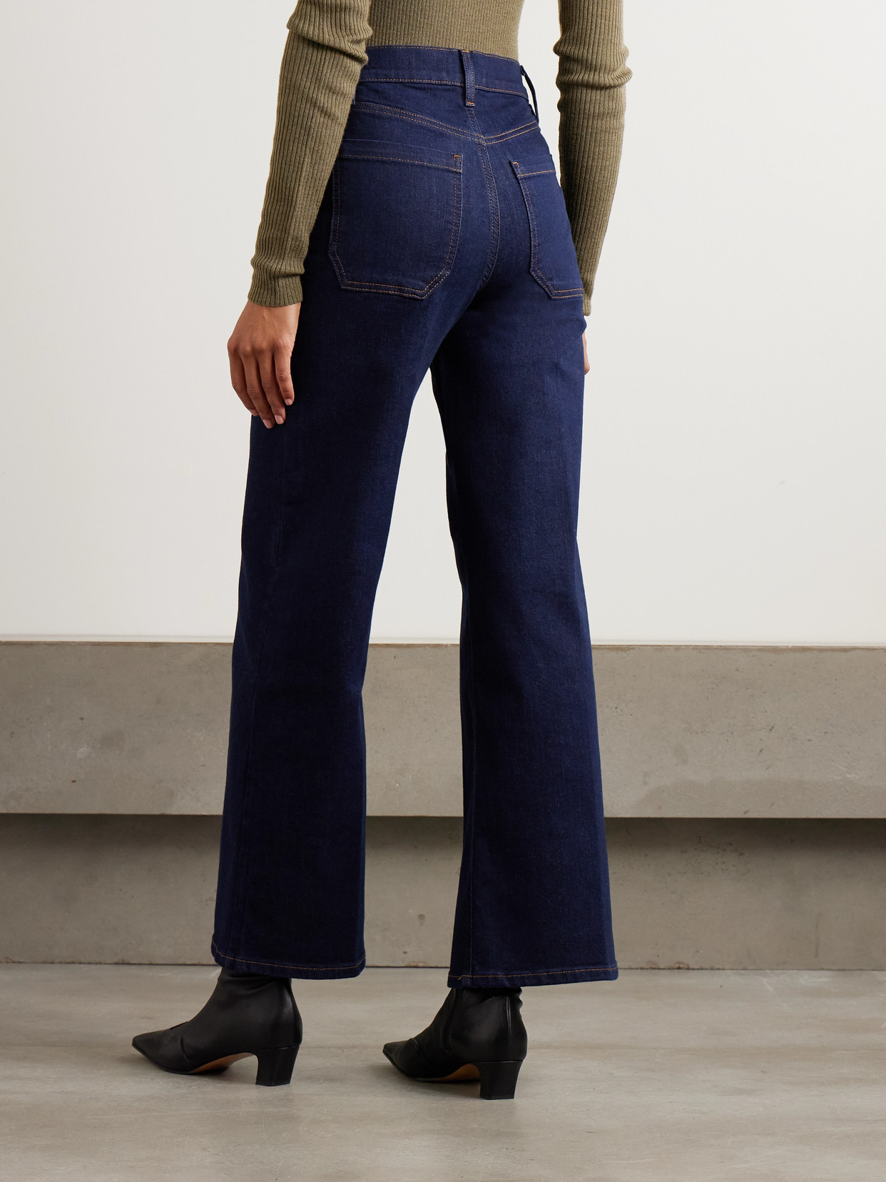 Frame Le Slim Palazzo Modernist Pocket High-rise Wide-leg Jeans In Blue