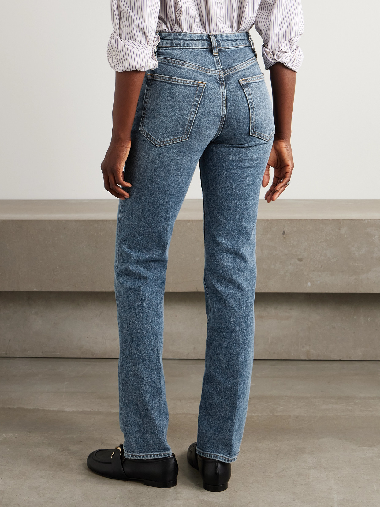 Frame The Ruler High-rise Slim-leg Jeans In Blue