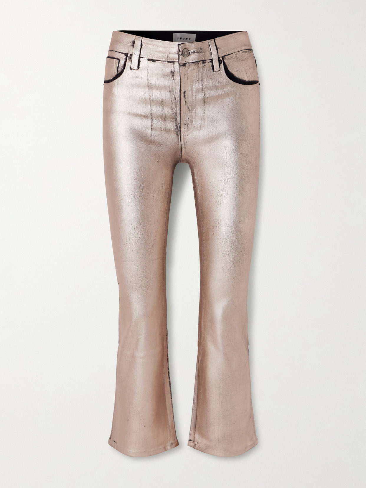 Frame The Reboot Mid-rise Bootcut Metallic Jeans In Gold