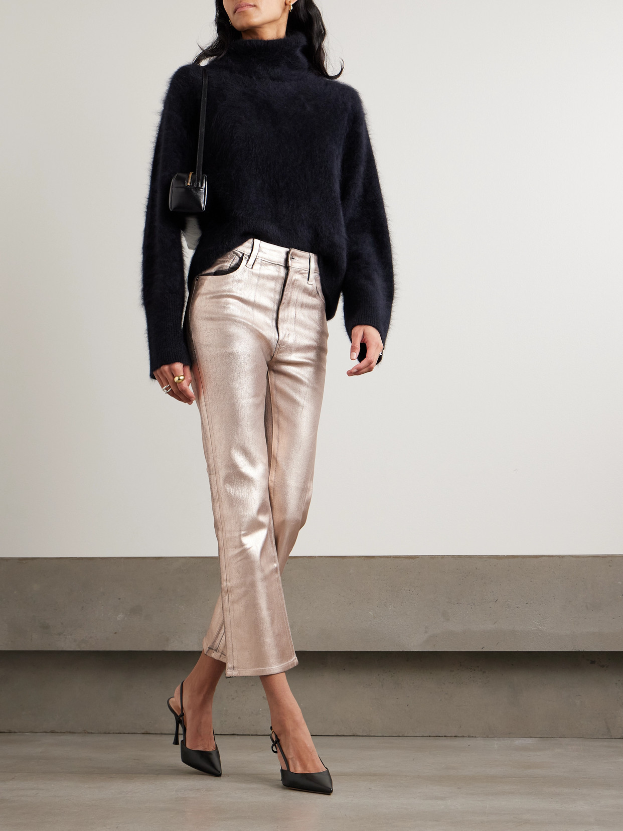 Frame The Reboot Mid-rise Bootcut Metallic Jeans In Gold