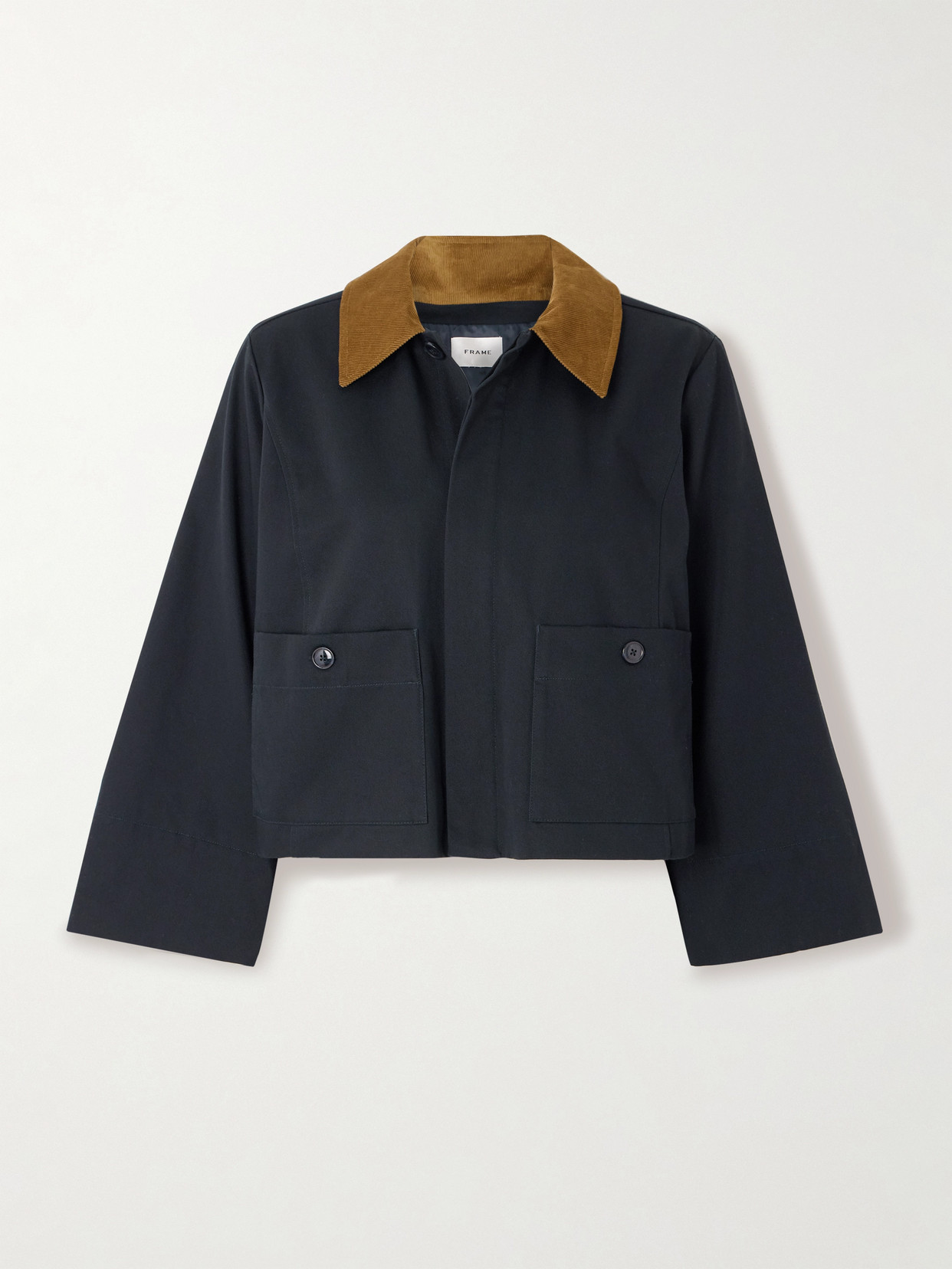 Frame Corduroy-trimmed Cotton-twill Jacket In Blue