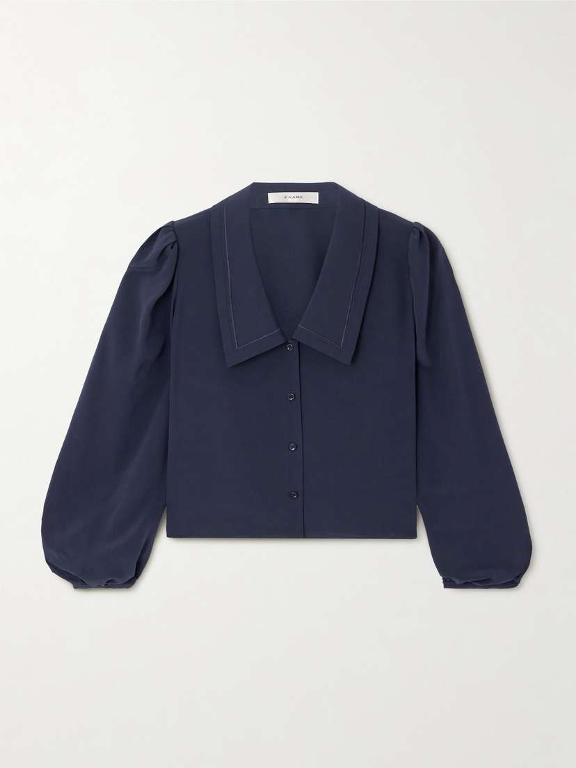 Frame Sailor Embroidered Silk Blouse