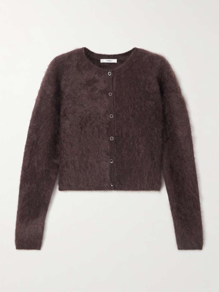 Frame Teddy Cropped Brushed-cashmere Cardigan