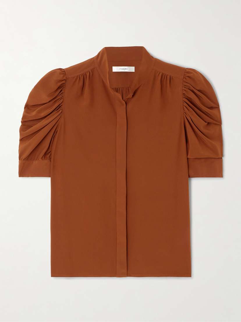 Frame Gillian Ruched Silk-satin Blouse