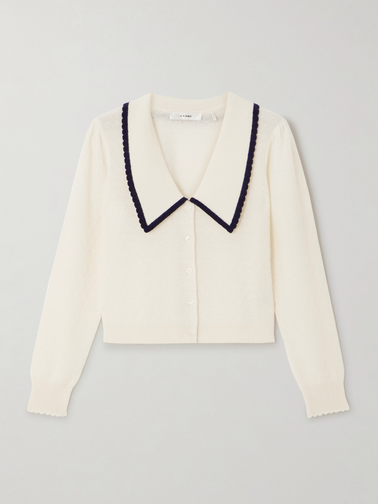Frame Womens Cream Multi Sailor Long-sleeve Cashmere Sweater In White