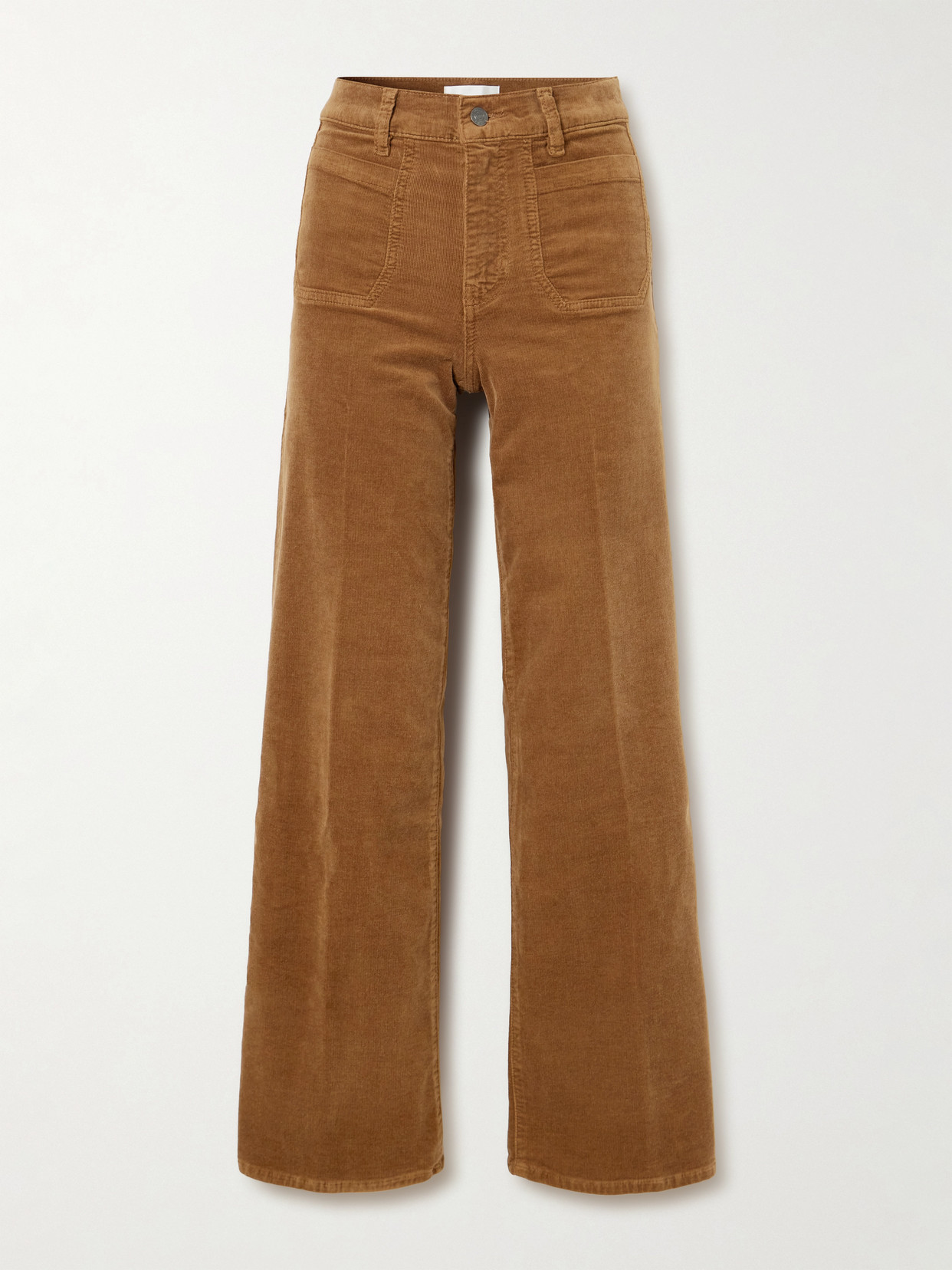 Frame Le Slim Palazzo Modernist Pocket Cotton-blend Corduroy High-rise Wide-leg Pants In Brown