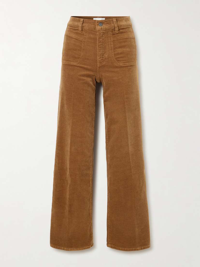 Frame Le Slim Palazzo Modernist Pocket Cotton-blend Corduroy High-rise Wide-leg Pants