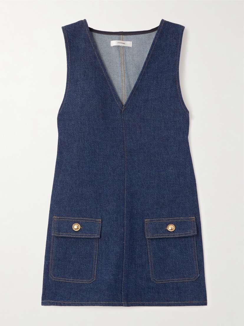 Frame The Pinafore Paneled Denim Mini Dress