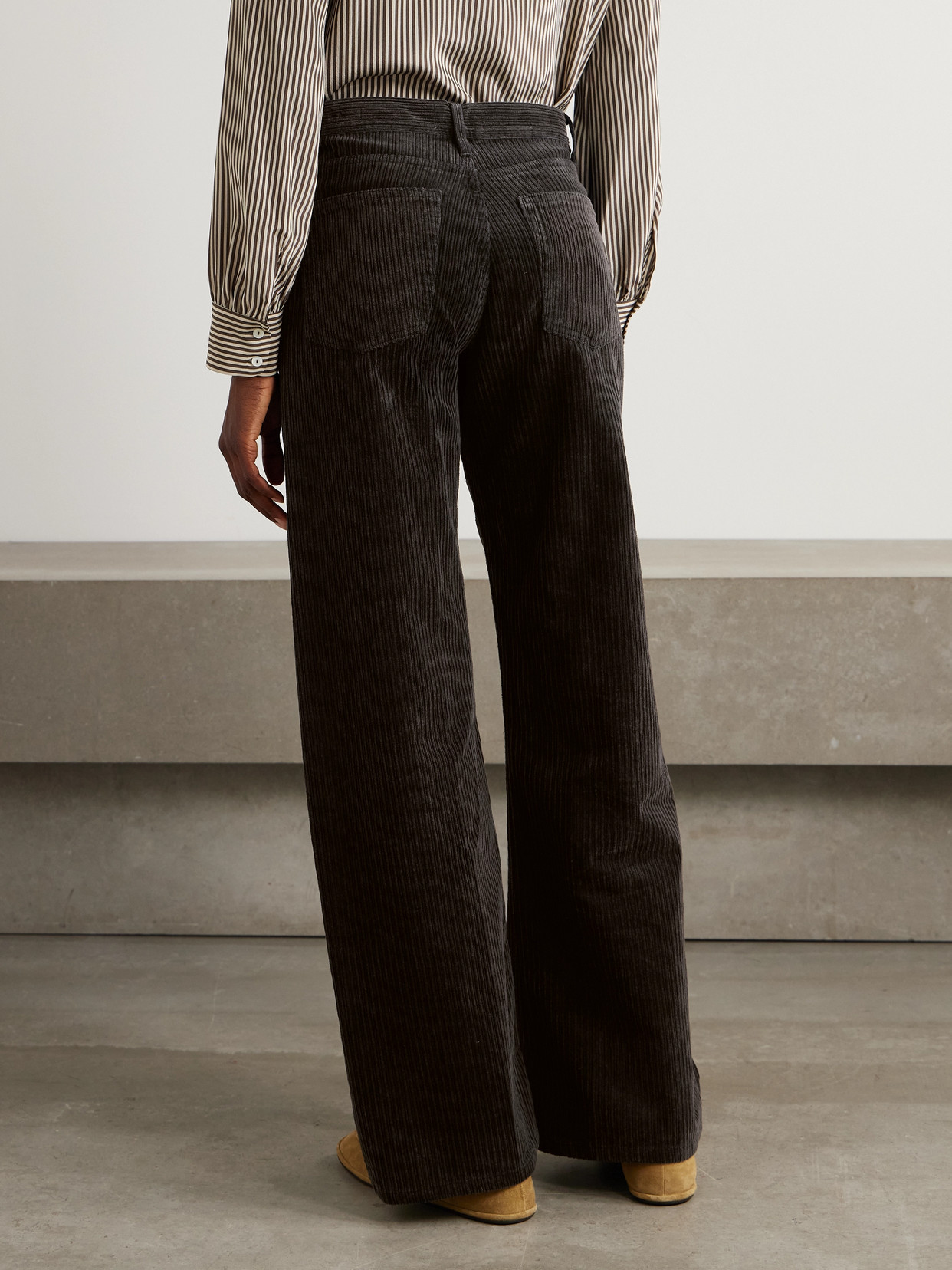 Frame Cotton-blend Corduroy Wide-leg Pants In Brown
