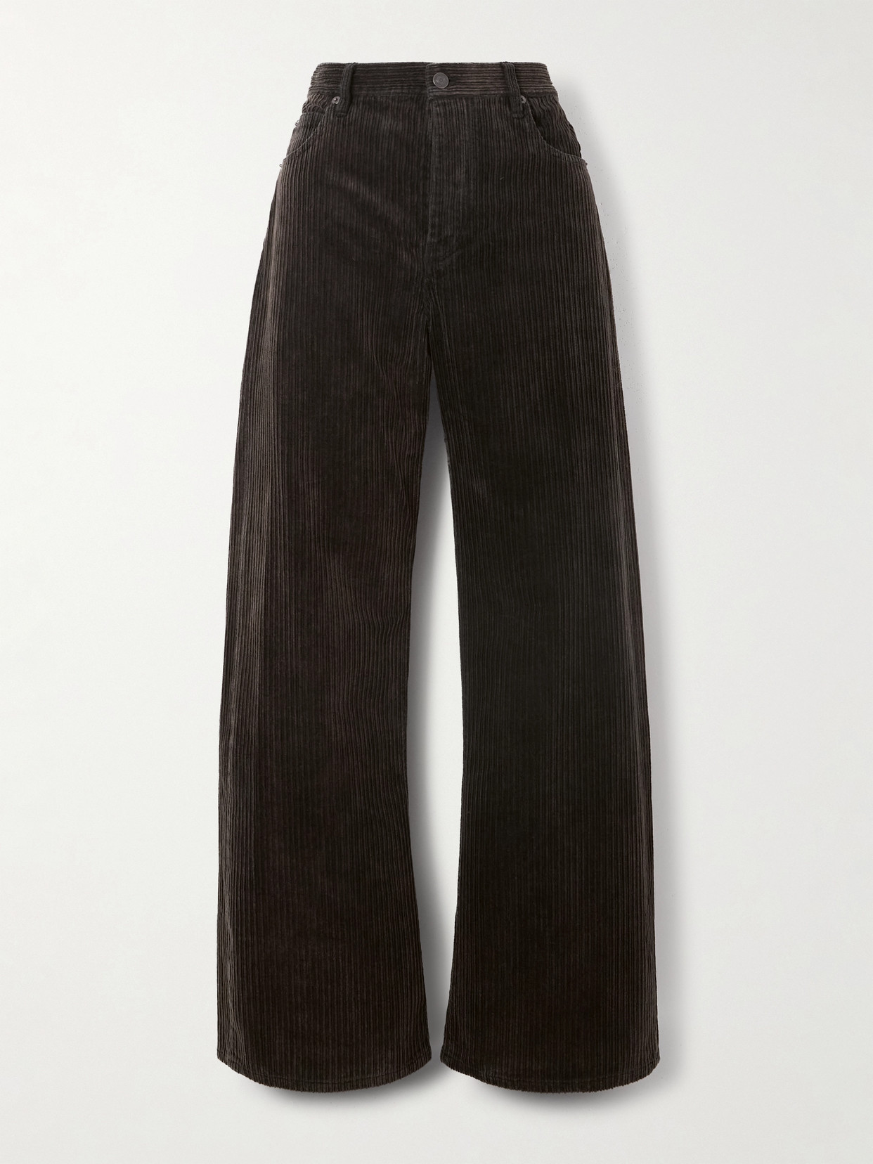 Frame Cotton-blend Corduroy Wide-leg Pants In Brown