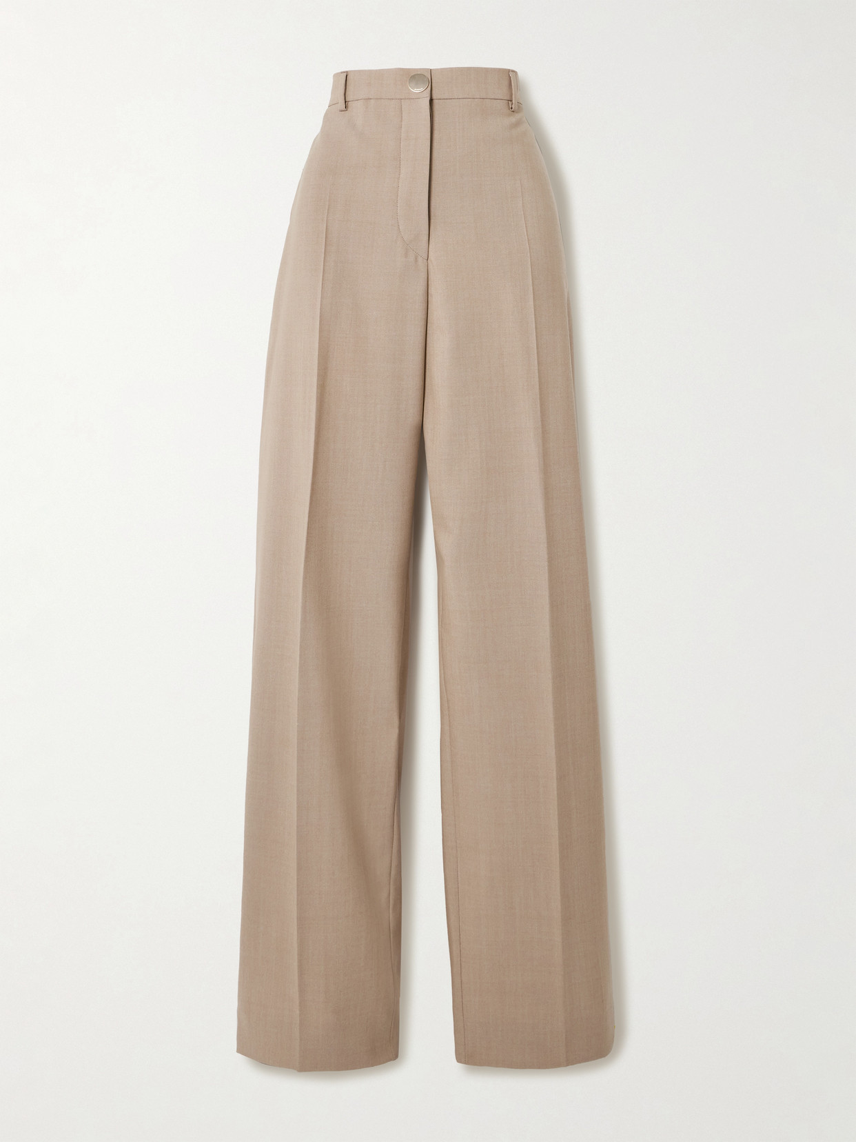 Sportmax Salvo Pleated Grain De Poudre Wool Wide-leg Pants In Brown