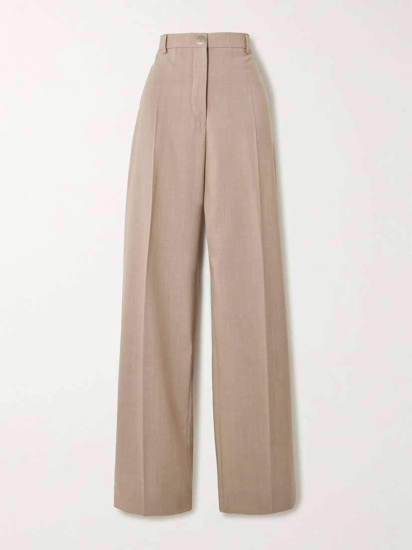 Sportmax Salvo Pleated Grain De Poudre Wool Wide-leg Pants