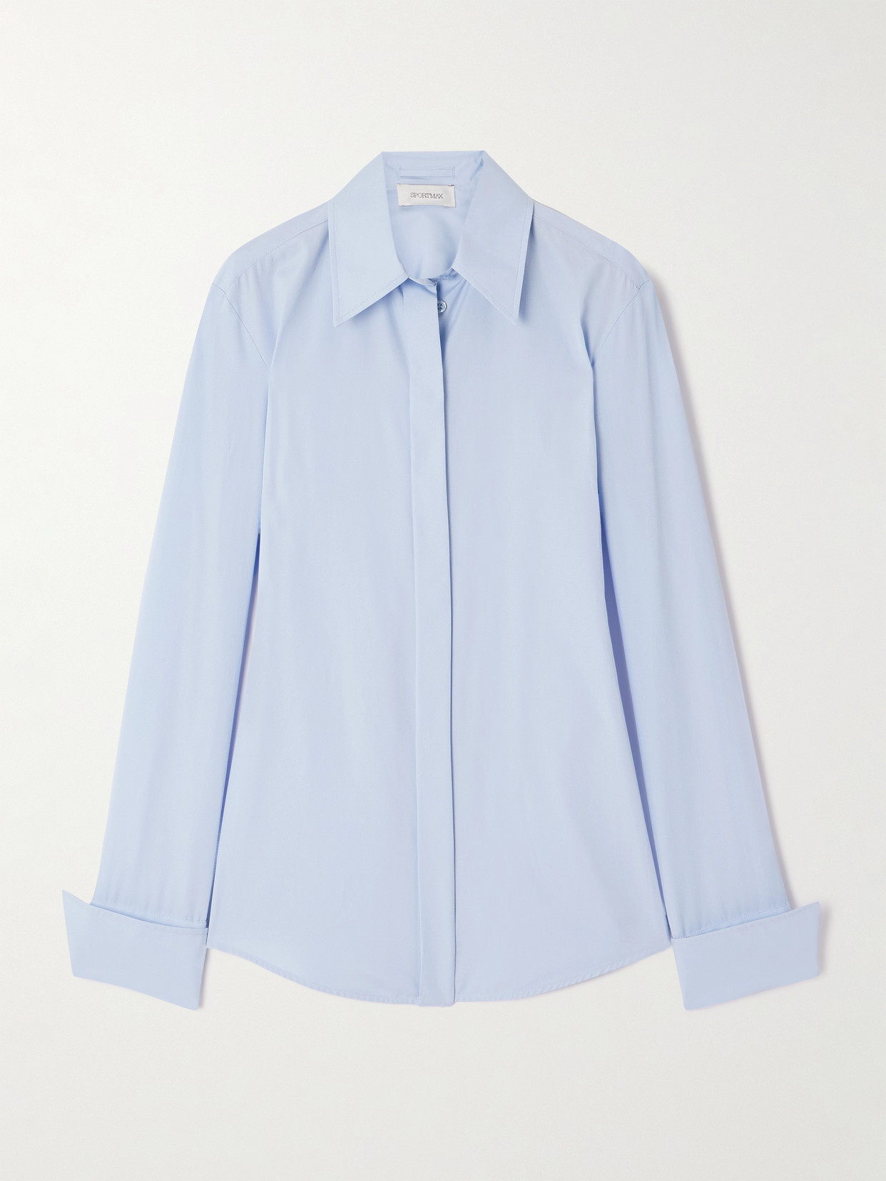Sportmax Clean Line Tailored Collar Cotton Top In Blue