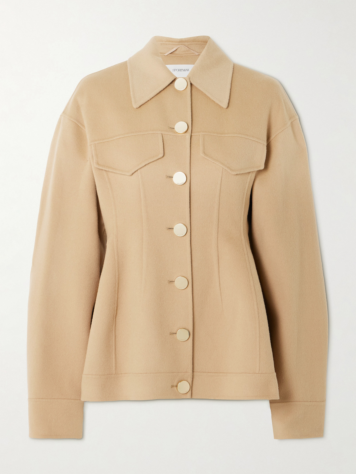 Sportmax Egeo Paneled Wool Coat In Brown