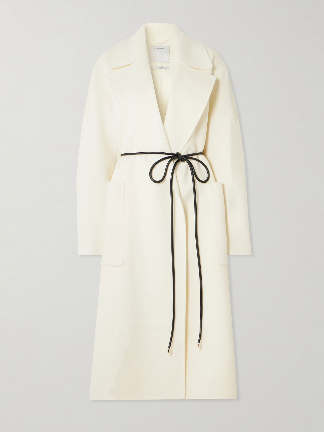 Sportmax Abate Leather-trimmed Wool-felt Coat In White