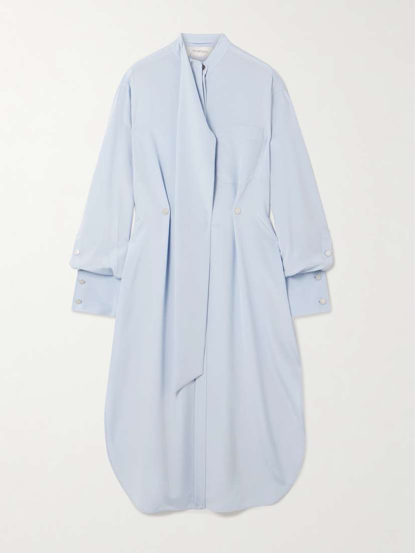 Sportmax Esopo Scarf-detailed Silk-blend Crepe De Chine Shirt Dress