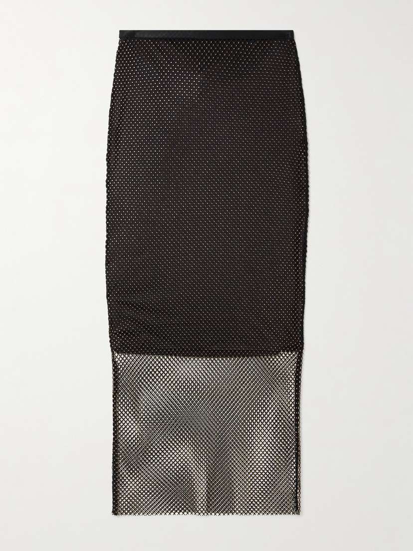 Sportmax Rete Crystal-embellished Mesh Midi Skirt