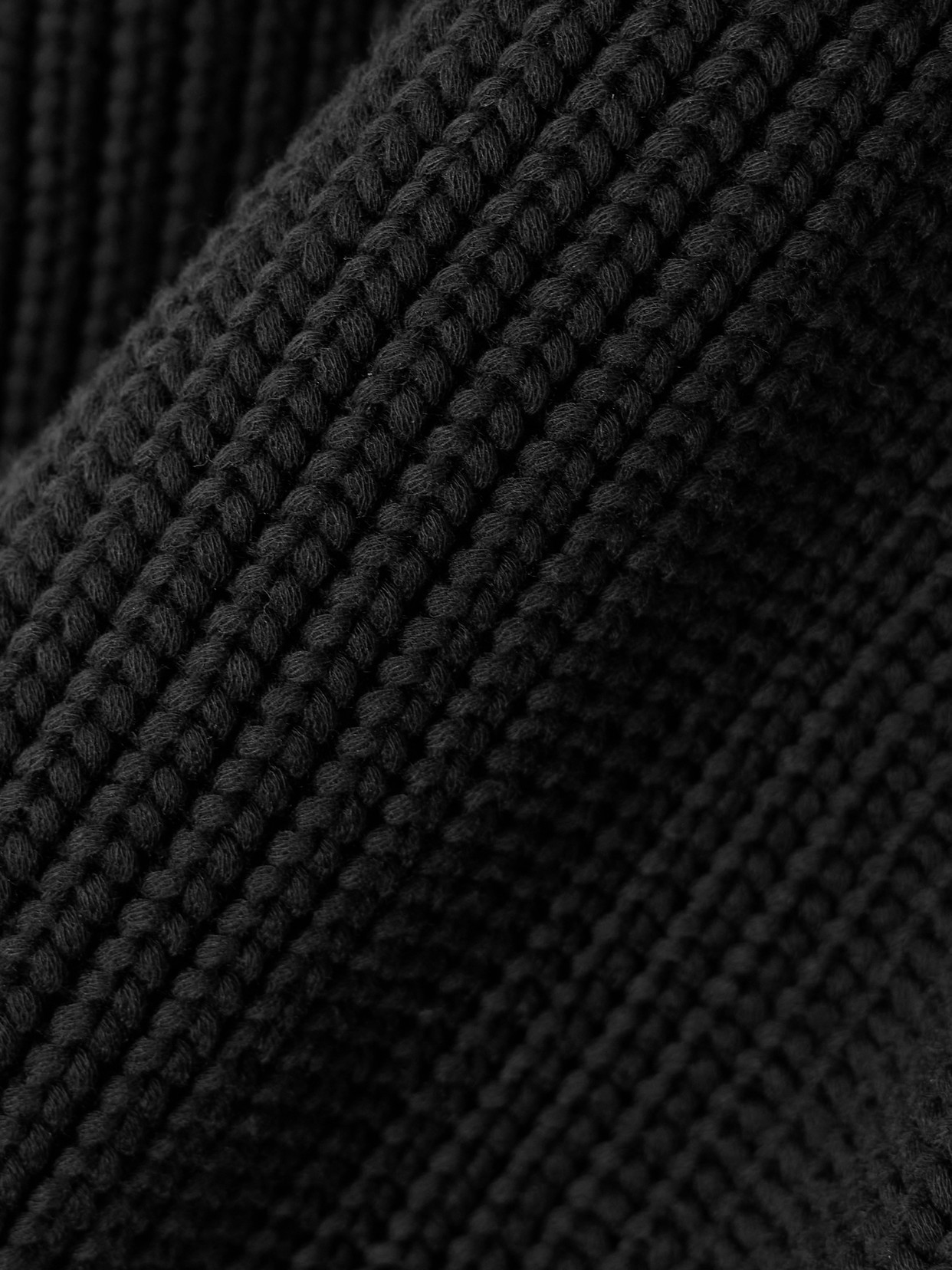 Balloon Cropped Ribbed Cotton-Blend Sweater