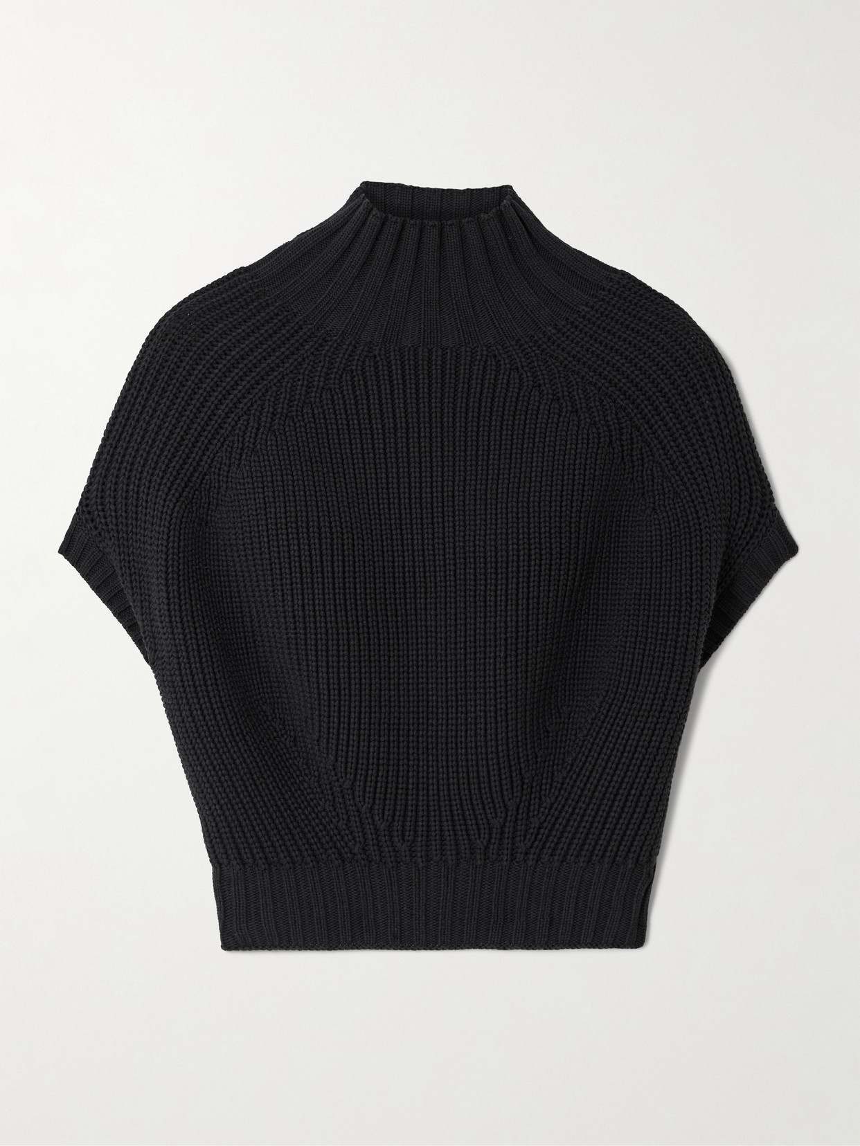 Sportmax Balloon Cropped Ribbed Cotton-blend Sweater In Black