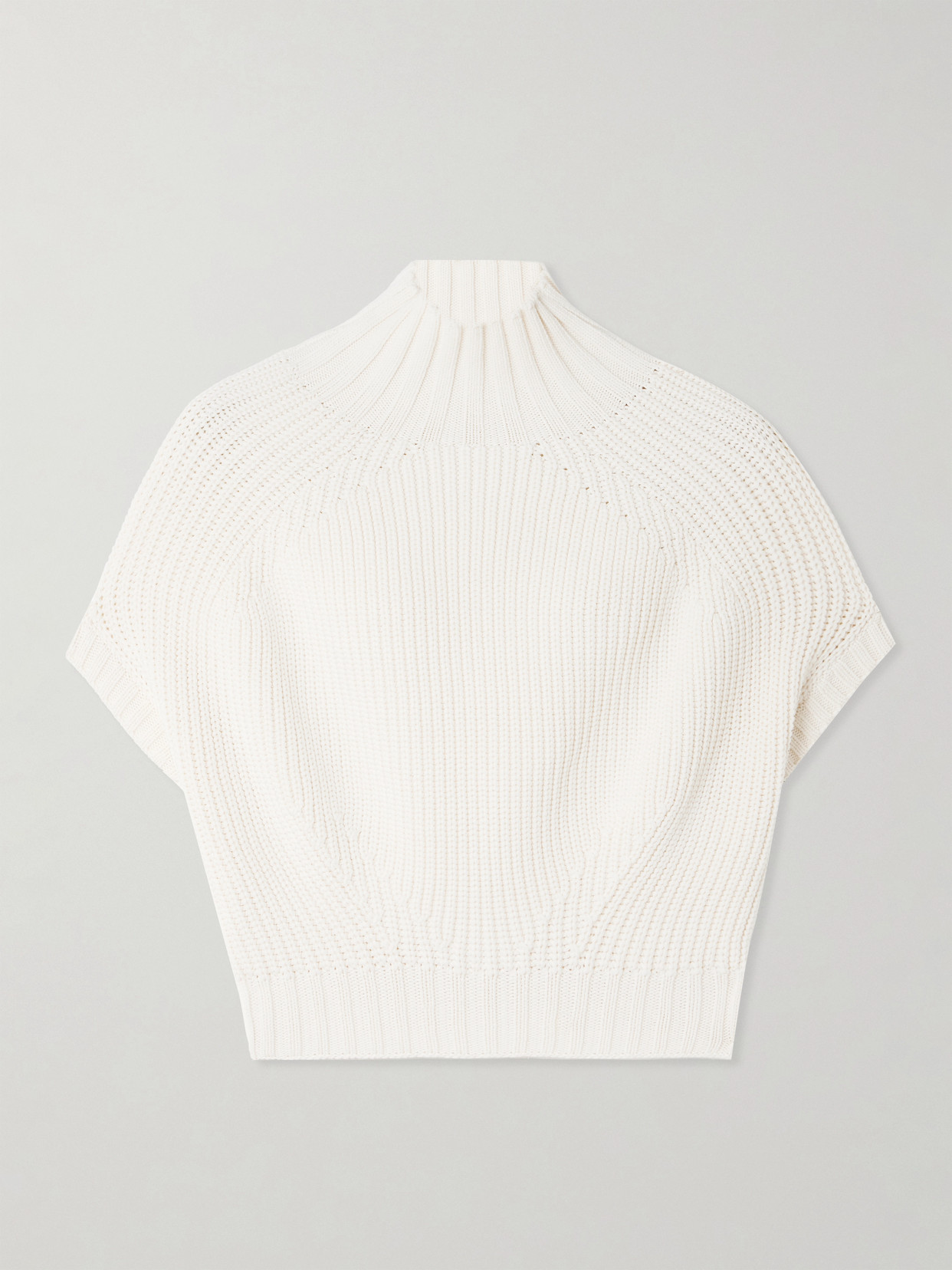 Sportmax Balloon Cropped Ribbed Cotton-blend Sweater In White