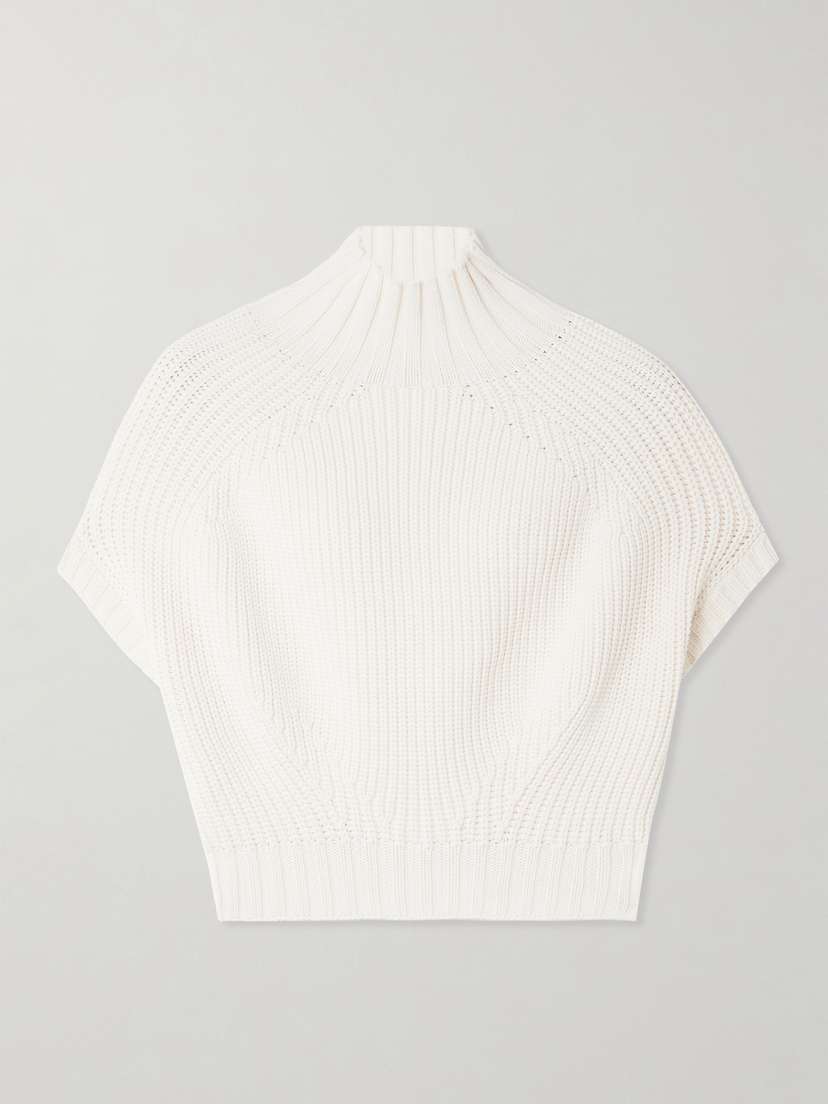 Sportmax Balloon Cropped Ribbed Cotton-blend Sweater