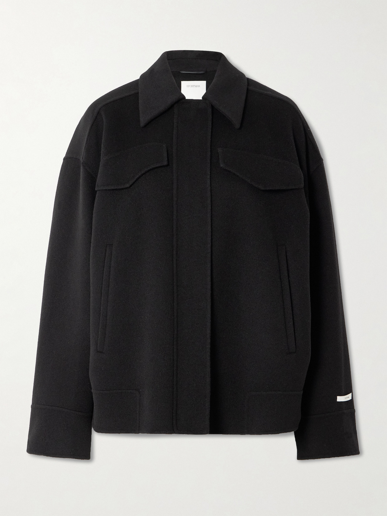Sportmax Cantore Belted Wool-felt Jacket In Black