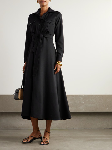 Giuliva Heritage The Dora belted wool-jersey midi shirt dress