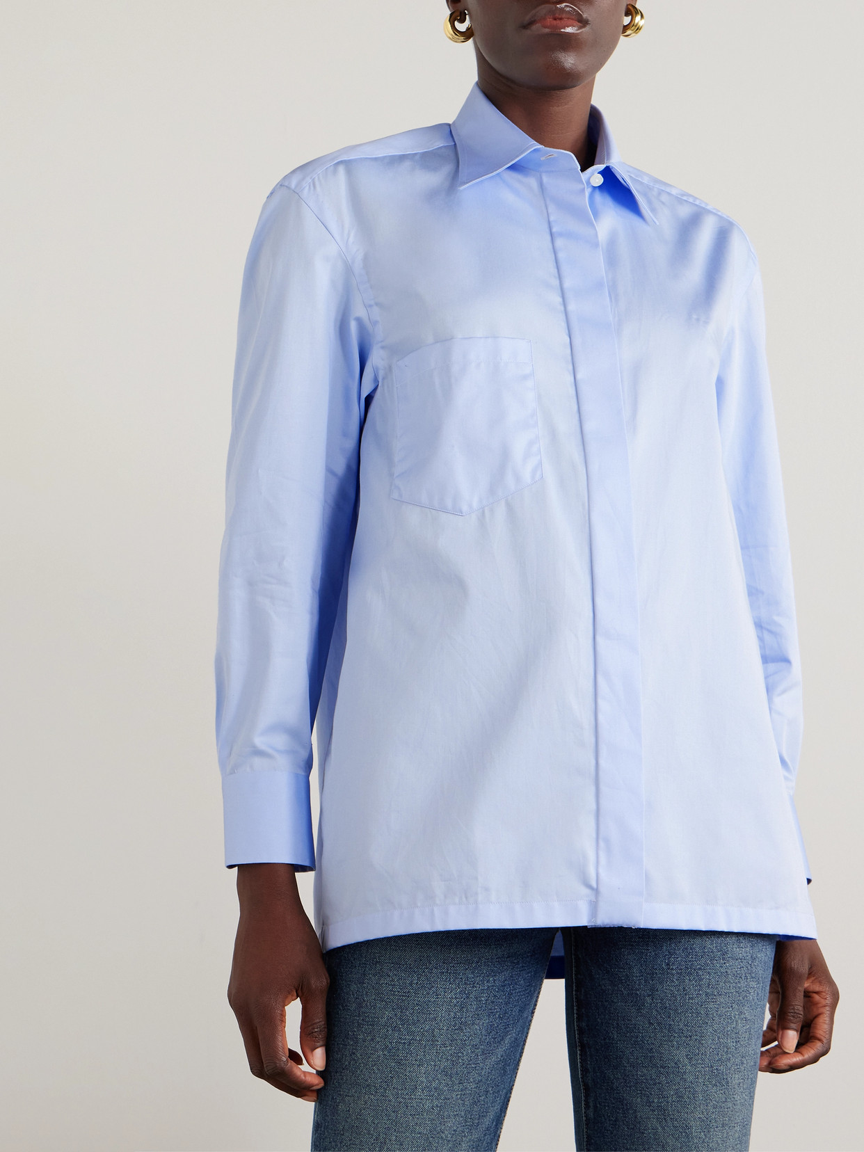 Giuliva Heritage The Alba Cotton Shirt In Blue