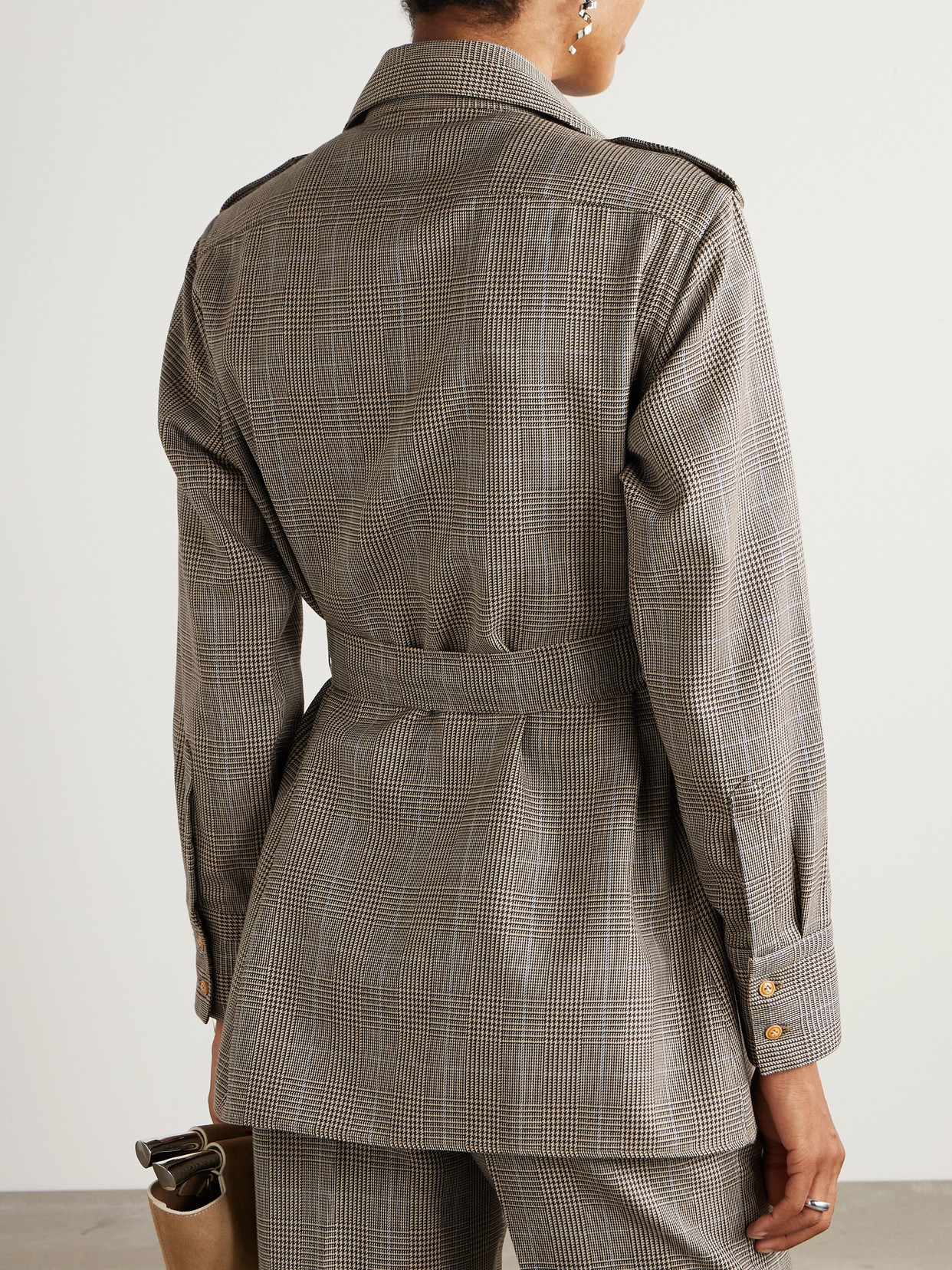 Giuliva Heritage The Aurora Prince Of Wales Checked Wool Shirt In Gray