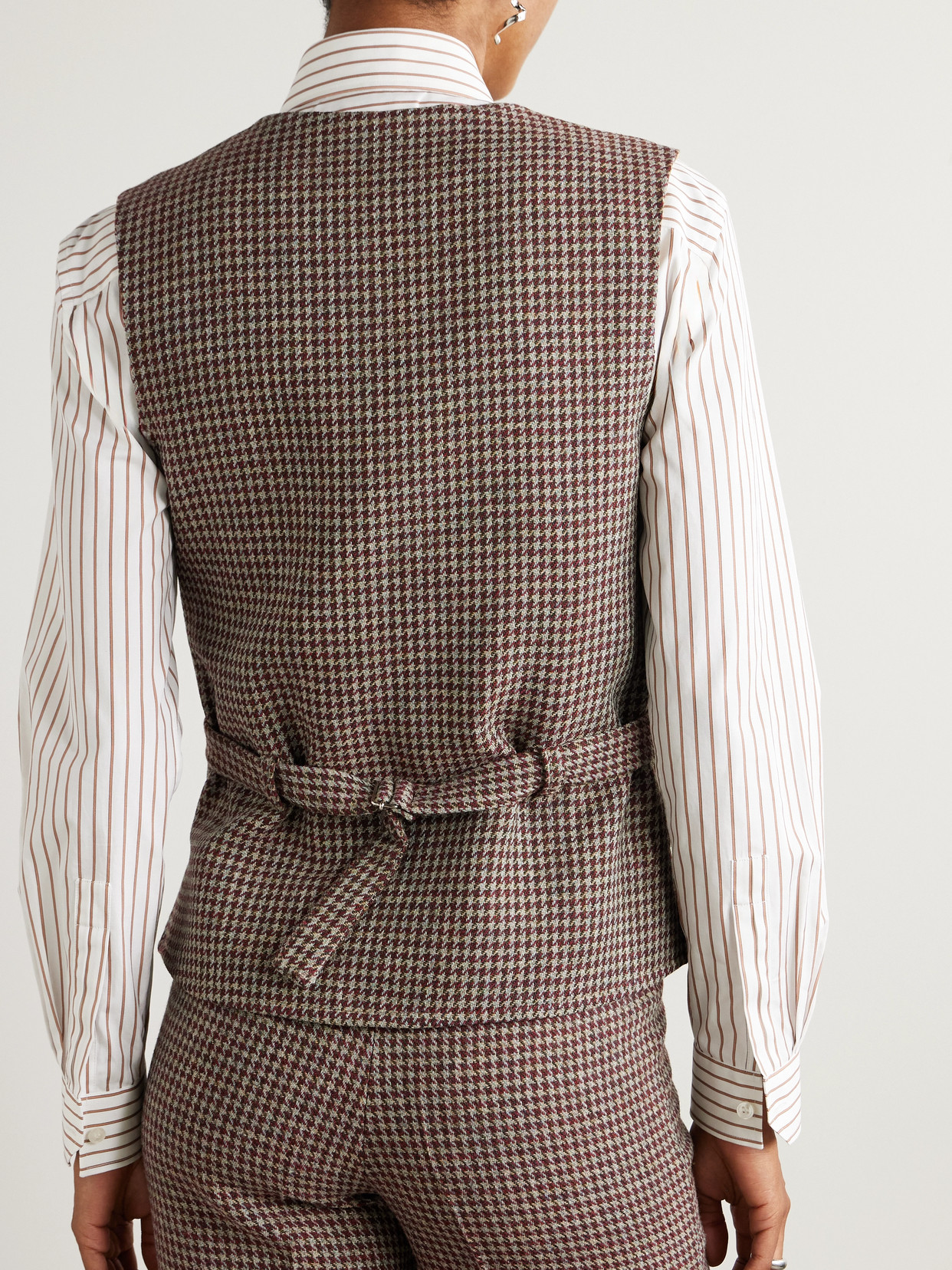 Giuliva Heritage Lucia Houndstooth Wool-tweed Vest In Brown