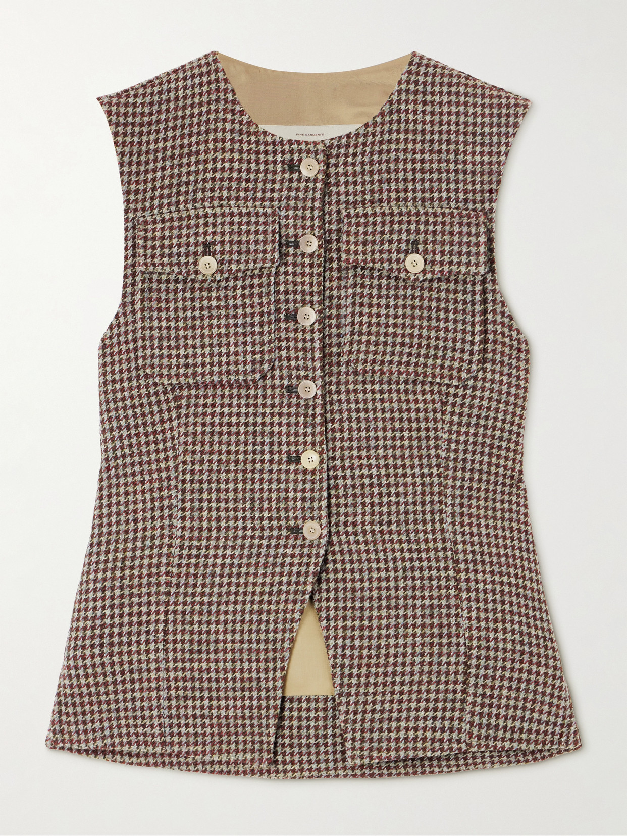 Giuliva Heritage Lucia Houndstooth Wool-tweed Vest In Brown