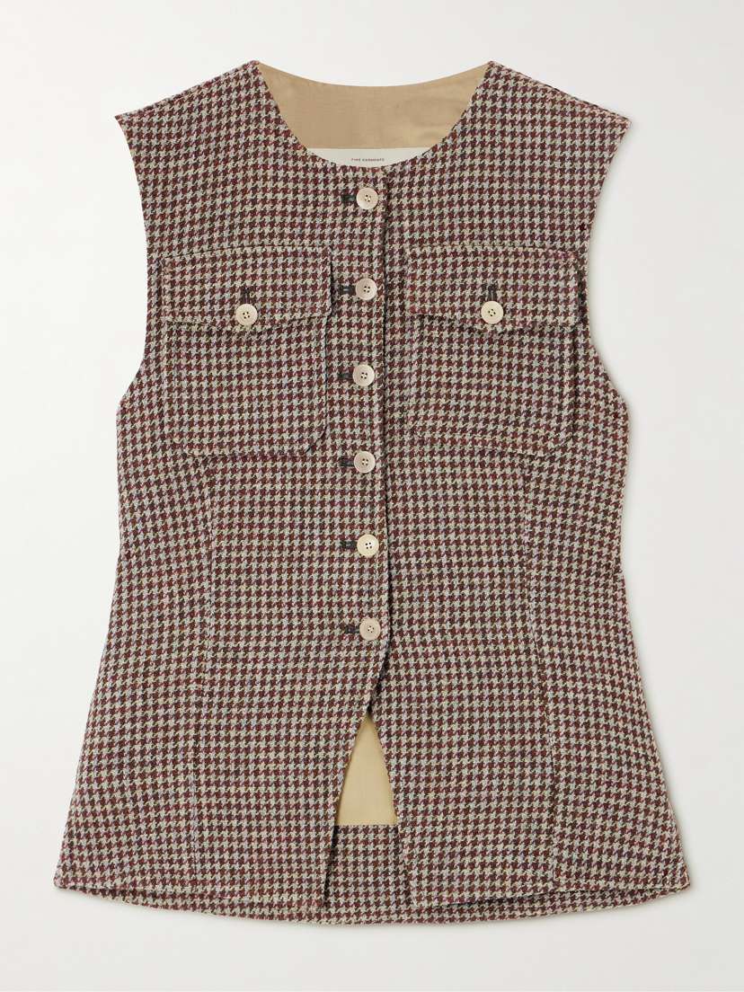 Giuliva Heritage Lucia Houndstooth Wool-tweed Vest